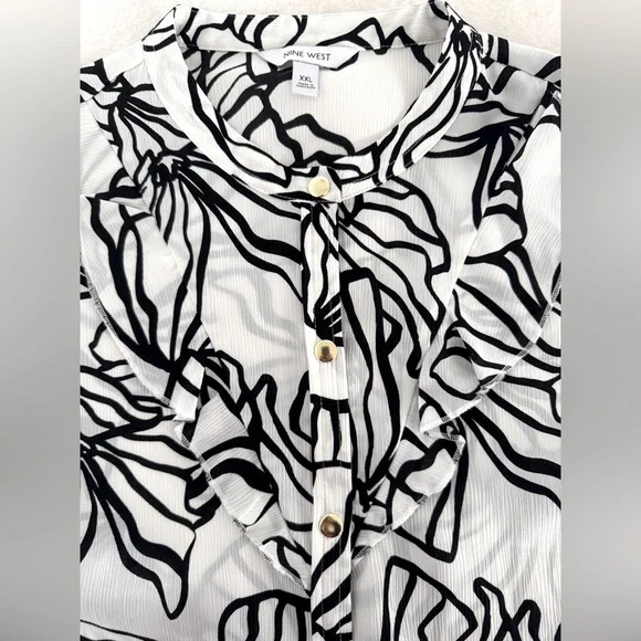 NWT Nine West Ruffle Sleeveless Blouse, Size XXL - Picture 7 of 13